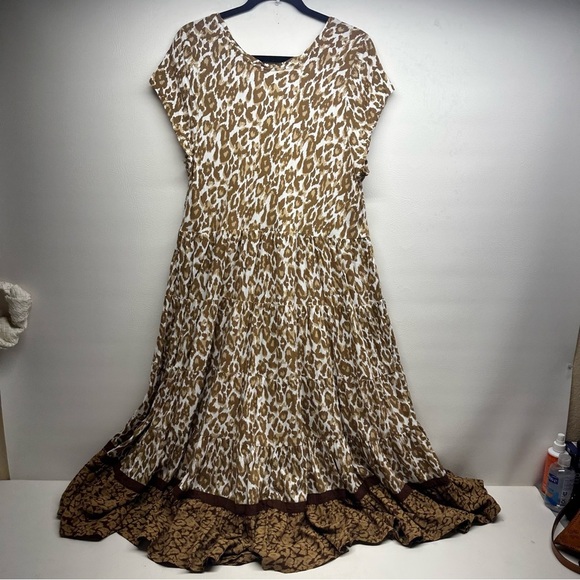 Soft surroundings KARA Brown Leopard Print  Dress WOMENS SIZE 1X - Picture 3 of 10